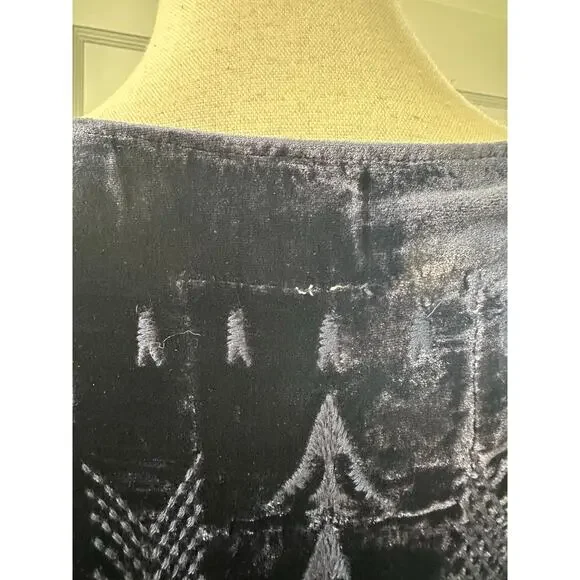 Johnny Was Los Angeles Holland Embroidered Tunic In Navy Blue Velvet 1X - Picture 14 of 15